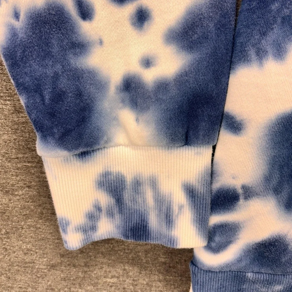 True Religion Sweatshirt Mens Large Blue Tie Dye Buddha Graphic Fleece‎ Pullover